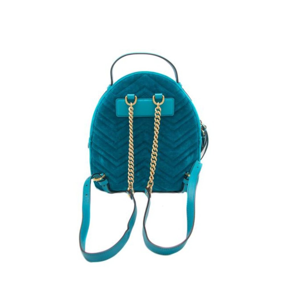 Gucci Dome Marmont Petrol Velvet Matelasse Gg (Sku 4784) Backpack - Picture 2 of 11